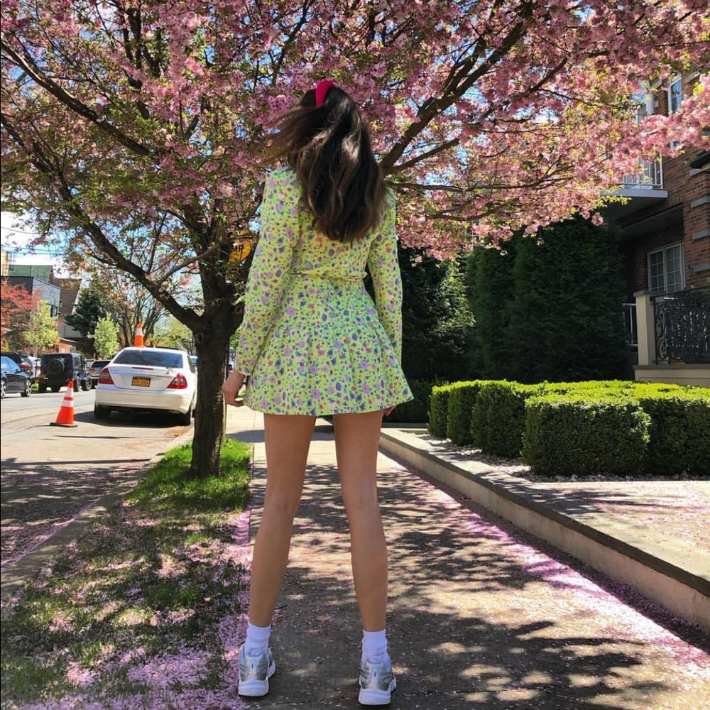 Floral puff shoulder dress by Reclaimed Vintage